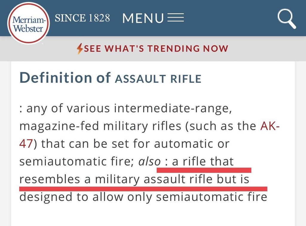 Merriam Webster Changes Definition of Assault Rifle