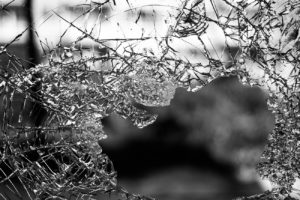 crime rising broken glass