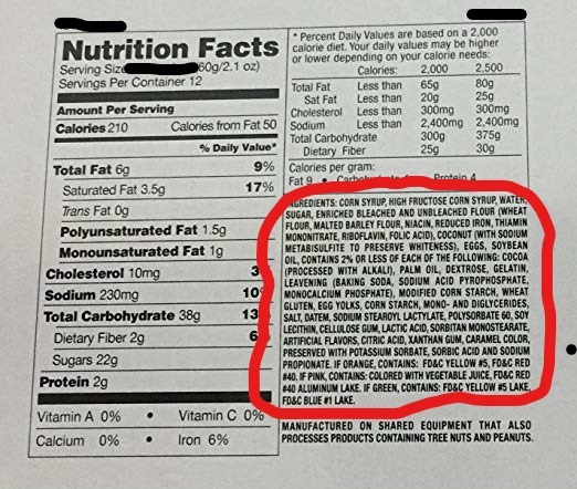 nutrition label ingredients