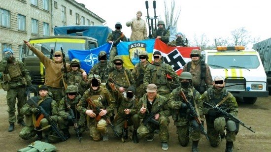 azov in Ukraine with nazi flag