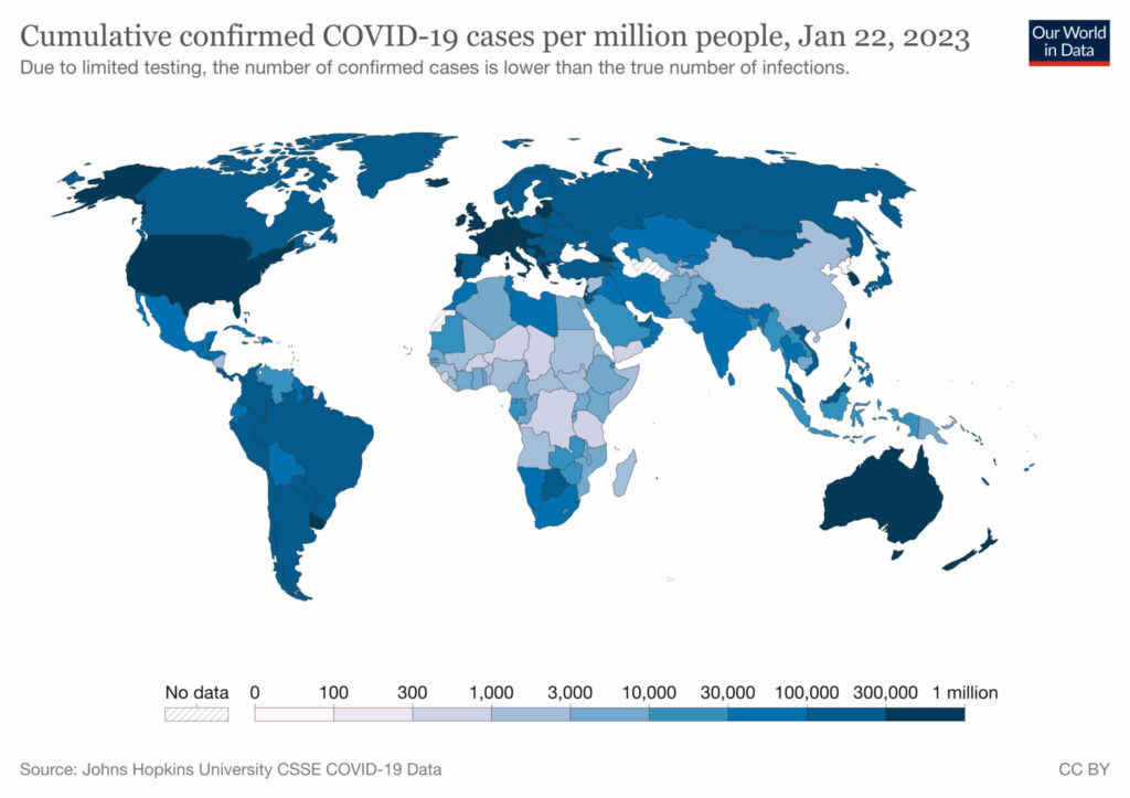 Covid Reparations - cumulative confirmed covid cases per million