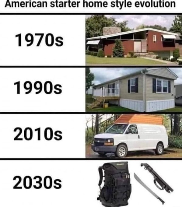 American starter home style evolution meme 