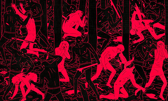 Other work by Cleon Peterson with same figures - violence - 2