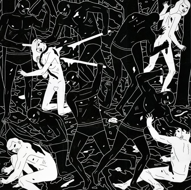 Other work by Cleon Peterson with same figures - violence - 1