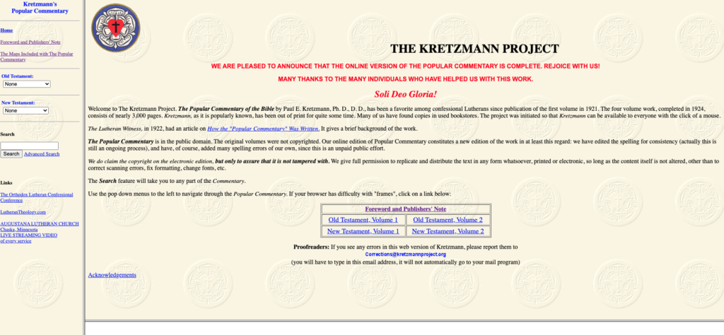The Kretzmann Project homepage