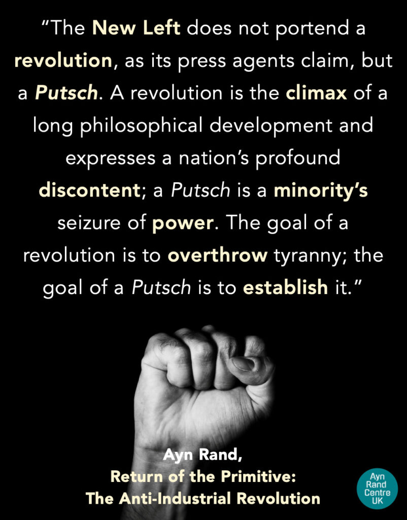 Ayn Rand quote: putsch versus revolution