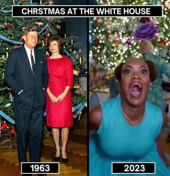christmas at the white house 1963 versus 2023 - 2023 - year in review meme