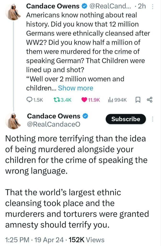 Candace Owens awakening screenshot of her true thoughts Part 4